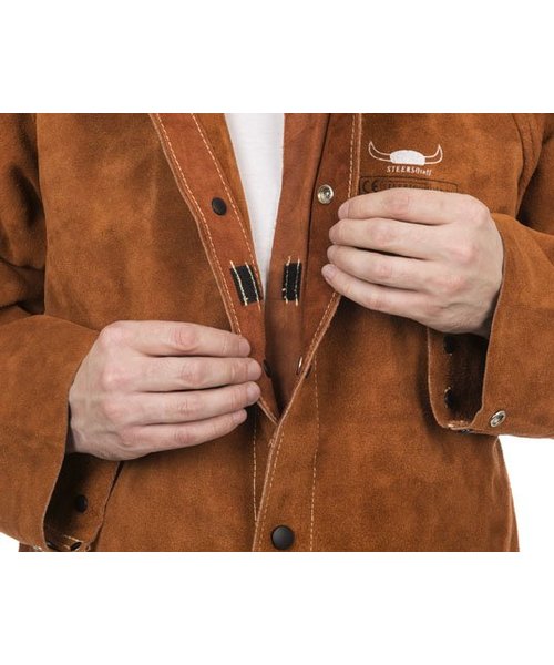 Weldas Welding 44-7300 Lava Brown split cowhide welder jacket