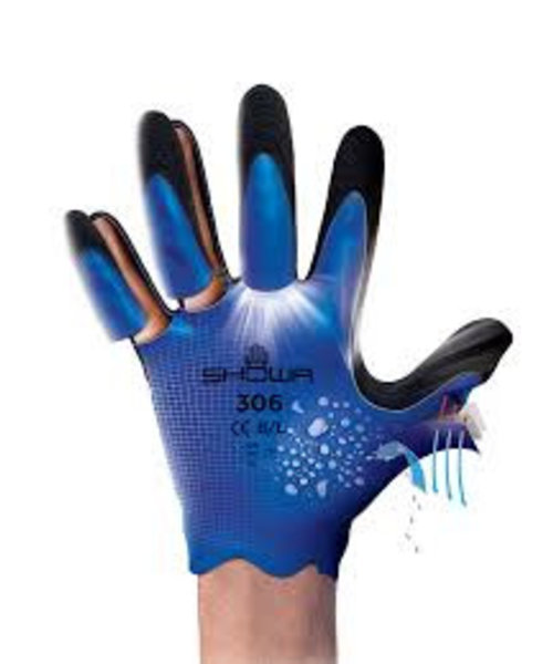 Showa Showa 306 Breathable latex grip gloves that protect against liquids
