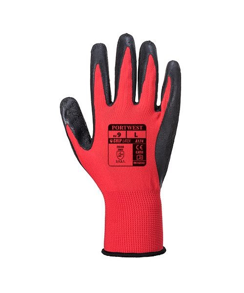 Portwest A174 - Flex Grip Latex Handschoen - RedBk - R