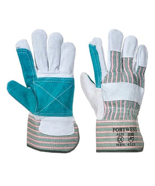 Portwest A230 - Double Palm Rigger Glove - GreyGreen - R