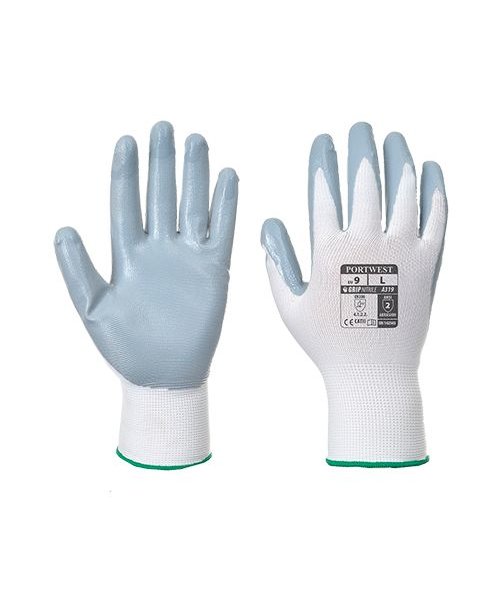 Portwest A319 - Flexo Grip Nitrile Glove (with retail bag) - GreyWh - W