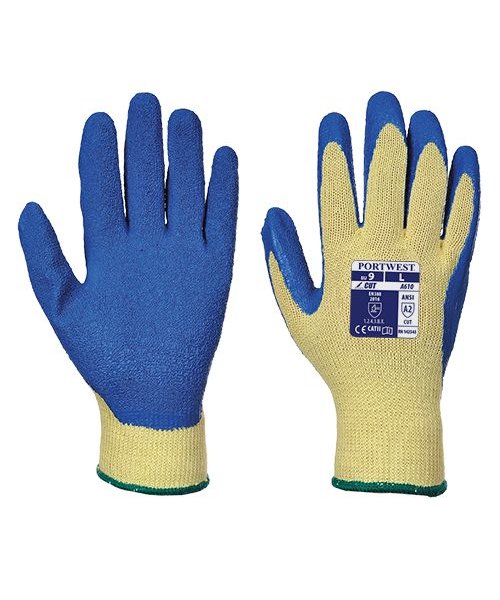Portwest A610 - Cut 3 Latex Grip Glove - YeBlu - L