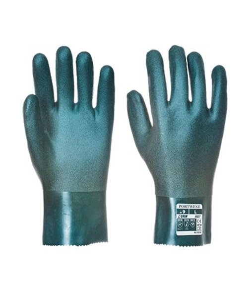 Portwest A827 - Double Dipped PVC Gauntlet 27cm - Green - R