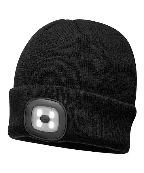 Portwest B029 - Beanie LED Head Light USB Rechargeable - Black - R