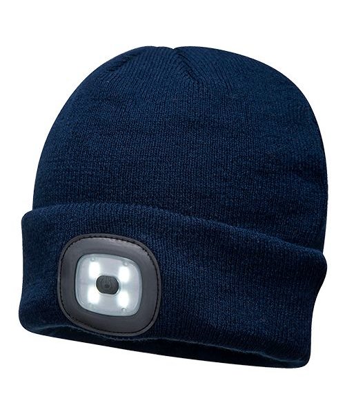 Portwest B029 - Beanie LED Head Light USB Rechargeable - Navy - R