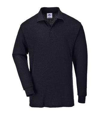 B212 - Genoa Langarm Polo-Shirt - Black - R