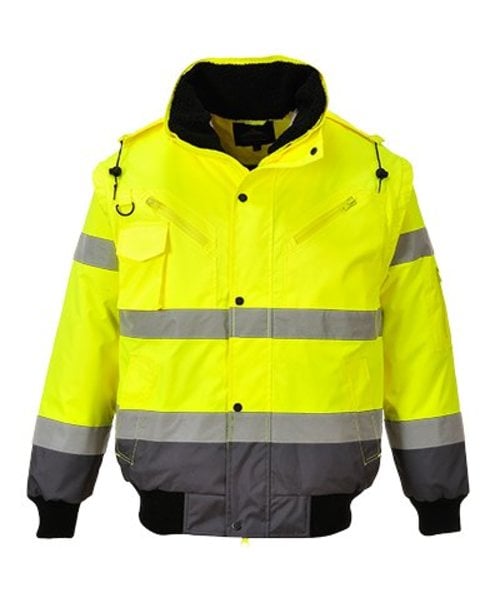 Portwest C465 - Hi-Vis Contrast Bomber Jacket - YeGrey - Y