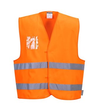 C475 - Gilet HV avec porte-badge double entrée - Orange - R