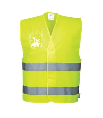 C475 - Gilet HV avec porte-badge double entrée - Yellow - R