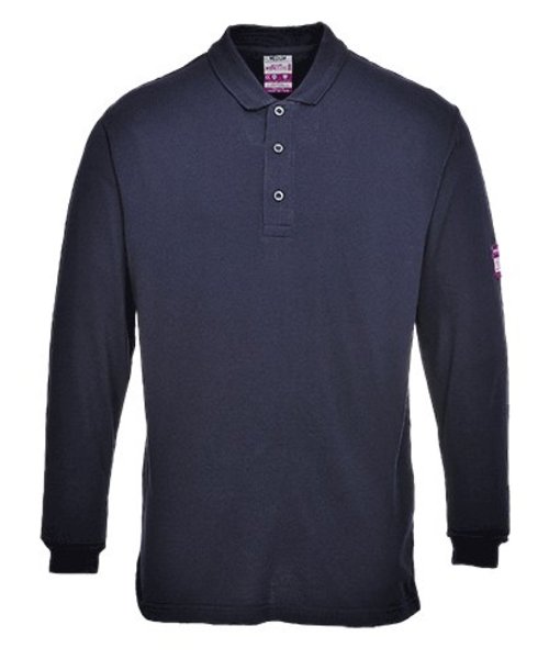 Portwest FR10 - Flame Resistant Anti-Static Long Sleeve Polo Shirt - Navy - R