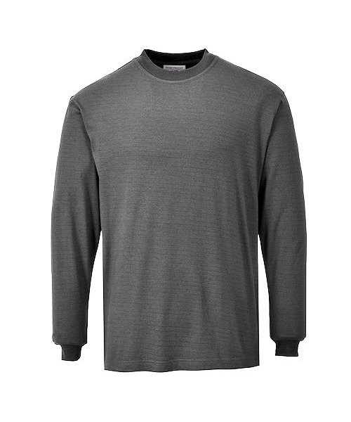 Portwest FR11 - Flame Resistant Anti-Static Long Sleeve T-Shirt - Grey - R