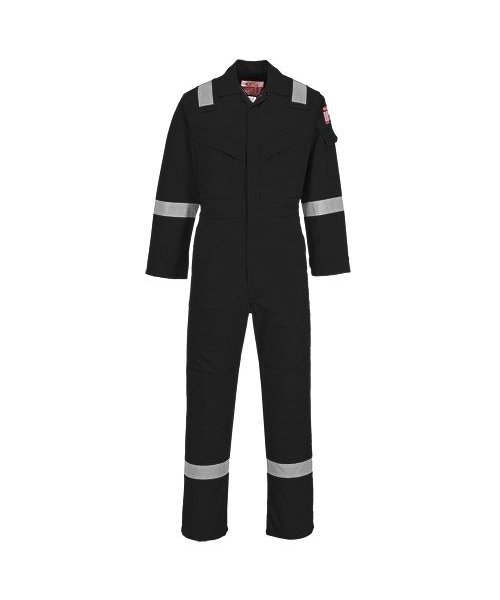 Portwest FR21 - Flame Resistant Super Light Weight Anti-Static Coverall 210g - Black - R