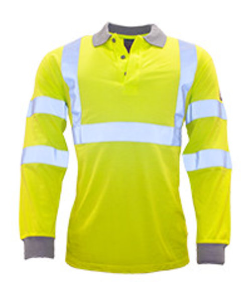 Portwest FR77 - Flame Resistant Anti-Static Hi-Vis Long Sleeve Polo Shirt - Yellow - R