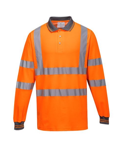 Portwest S271 - Langarm Baumwoll Komfort Poloshirt - Orange - R