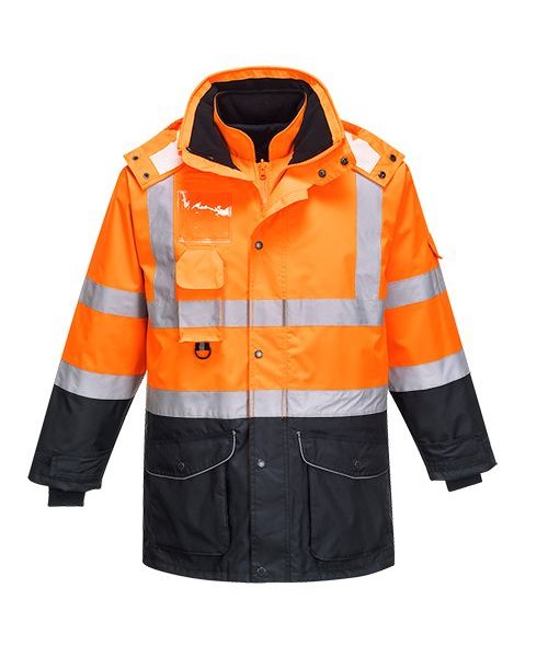 Portwest S426 - Hi-Vis 7-in-1 Contrast Traffic Jacket - OrNa - R