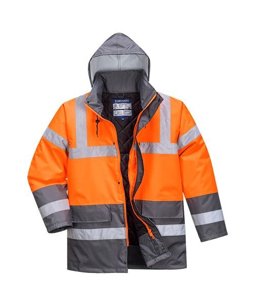 Portwest S467 - Zweifarbige Warnschutz-Verkehrs-Jacke - OrGrey - Y