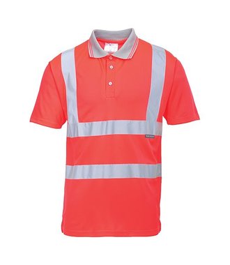 S477 - Hi-Vis Korte Mouw Polo - Red - R