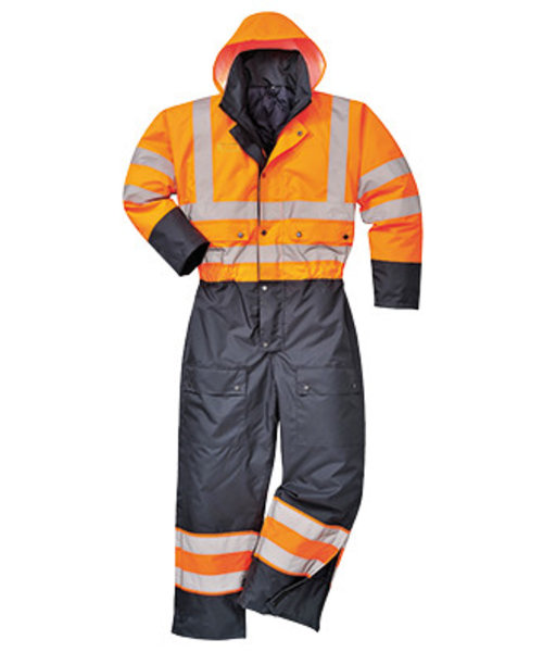 Portwest S485 - Hi-Vis Contrast Coverall - Lined - OrNa - R