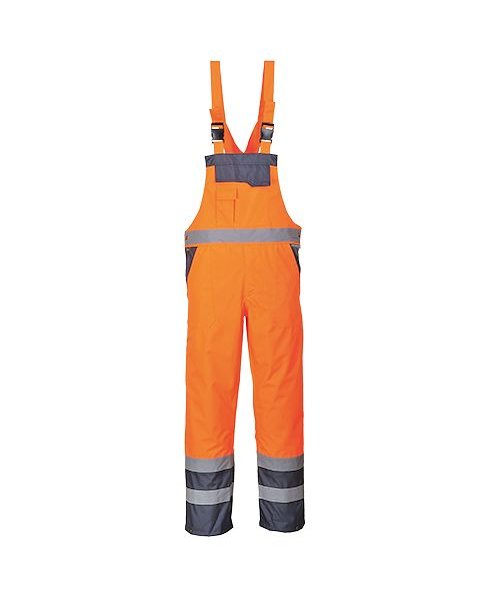 Portwest S488 - Kontrast Latzhose - ungefüttert - OrNa - R