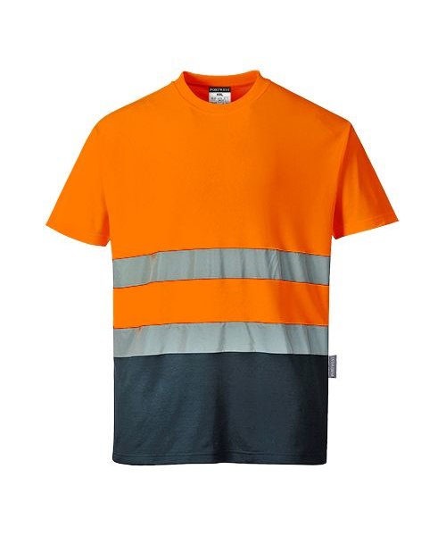 Portwest S173 - Zweifarbiges Baumwoll-Comfort-T-Shirt - OrNa - R