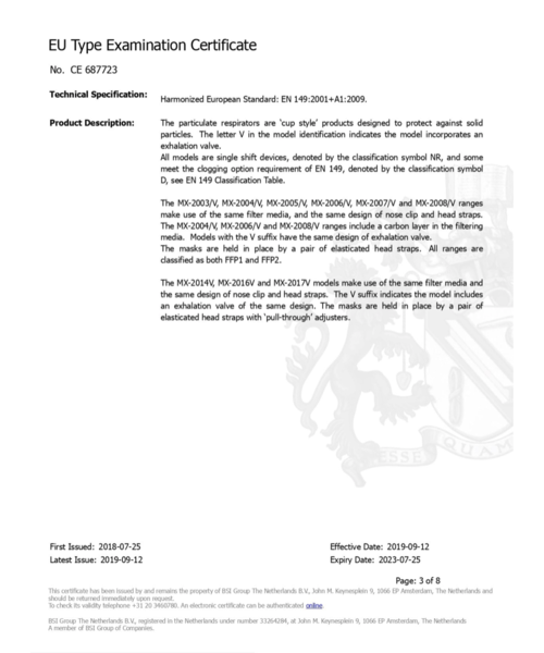 Masque buccal MX-2005 FFP2 sans valve du0027expiration