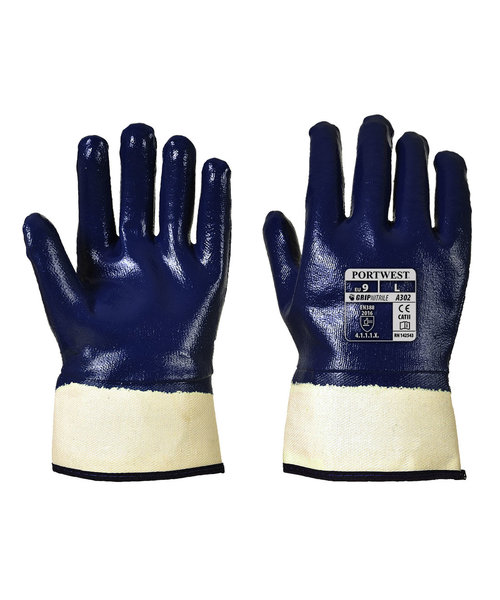 Portwest A302 - Gant Nitrile tout enduit manchette - Navy - R