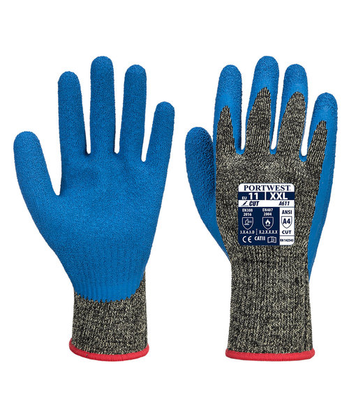 Portwest A611 - Aramid HR Schnittschutz Latex Handschuh - BkBlu - R