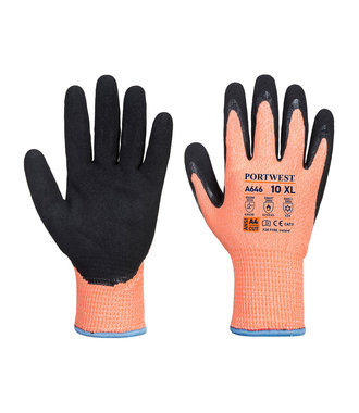 A646 - Vis-Tex winter HR snijbestendige Nitril handschoenen - OrBk - R