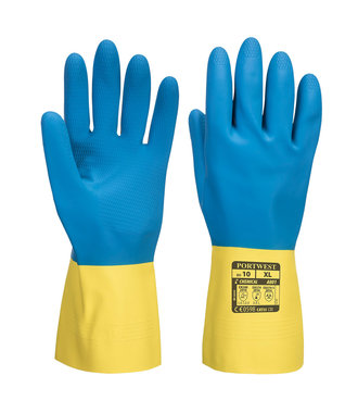 A801 - Doppelt getauchter Latex Stulpenhandschuh - YeBlu - R