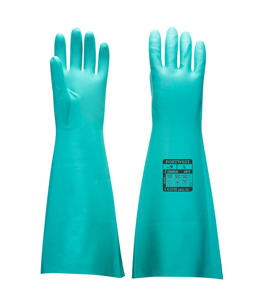 Portwest A813 - Extended Length Nitrile Gauntlet - Green - R