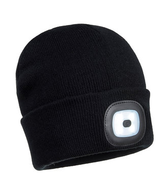 B027 - Junior Beanie met LED lamp - Black - R