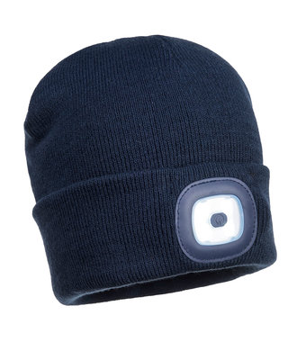 B027 - Junior Beanie met LED lamp - Navy - R