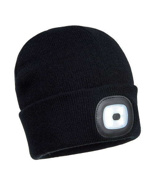 Portwest B028 - Bonnet Beanie double LED rechargeable - Black - R