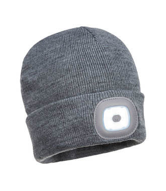 B028 - Bonnet Beanie double LED rechargeable - Grey - R