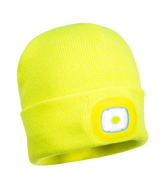 B028 - Bonnet Beanie double LED rechargeable - Yellow - R