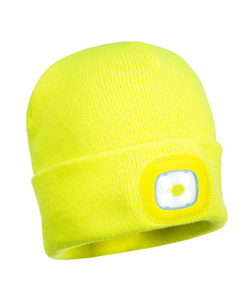 Portwest B028 - Rechargeable Twin LED Beanie - Yellow - R