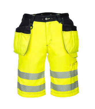 PW343 - PW3 Hoge zichtbaarheid Korte Broek met holsterzakken - YeBk - R