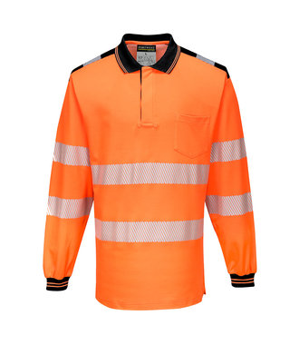 T184 - PW3 Hi-Vis Poloshirt Langemouw - OrBk - R