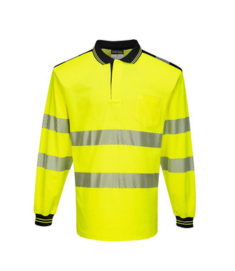 T184 - PW3 Hi-Vis Polo Shirt L/S - YeBk - R