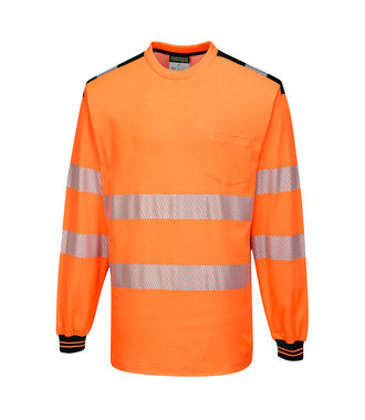 T185 - PW3 Hi-Vis T-shirt met lange mouw - OrBk - R