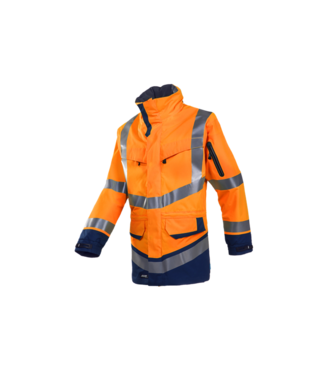 708Z PARKA WINDSOR Fluo Oranje / Marineblauw