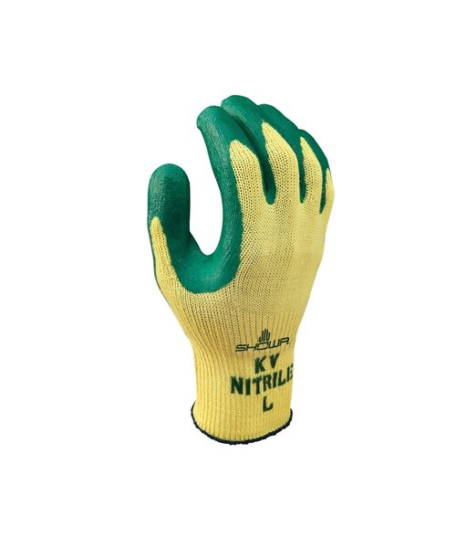 Showa Gant de travail résistant aux coupures Showa GP-KV2R Kevlar jaune/vert