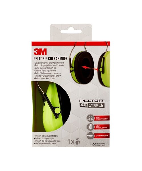 3M Safety 3M Peltor Kid Ear Muff H510AK neon green - specially designed for children's hearing protection