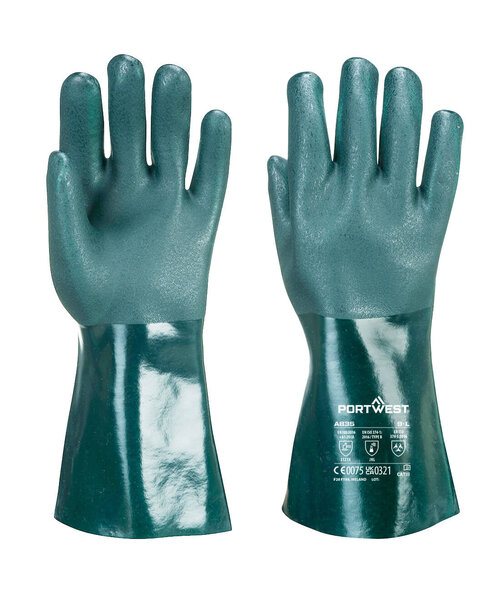 Portwest A835GNR - Doppelt beschichteter PVC Schutzhandschuh 35cm (R)