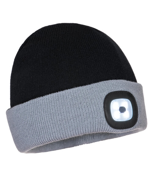 Portwest B034BKG - Oplaadbare tweekleurige beanie met LED (G)