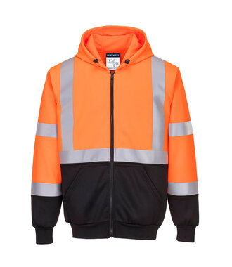 B315OBR - Sweat Hi-Vis bicolore zippé à capuche (R)