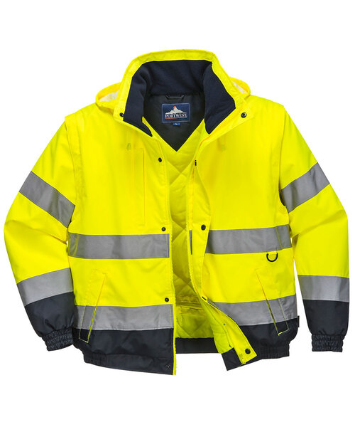Portwest C468YER - Hi-Vis 2-in-1 Contrast Bomber Jacket  (R)
