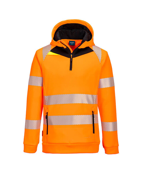 Portwest DX482OBR - DX4 Warnschutz Kapuzenpullover mit 1/4 Reißverschluss (R)