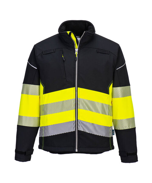 Portwest PW375BKY - PW3 Hi-Vis Softshell jack (3L) Klasse 1 (Y)