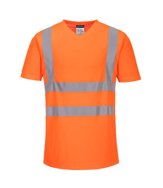 S179ORR - T-shirt met mesh en V-hals. (R)